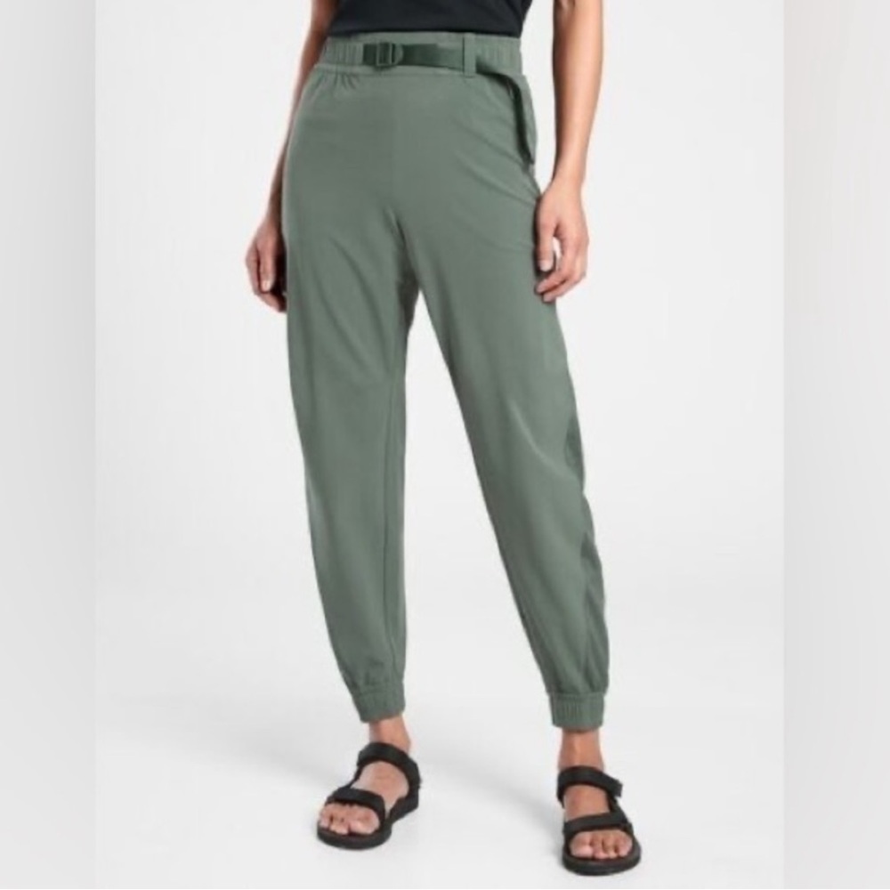 ATHLETA  Track Pants Mesh Panel Bali Green